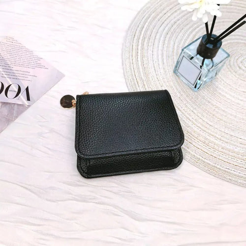 Elegant and Minimalist Women's Slim Short Wallet – A versatile, stylish mini tri-fold wallet featuring RFID protection, card slots, a bill compartment, and an ID window