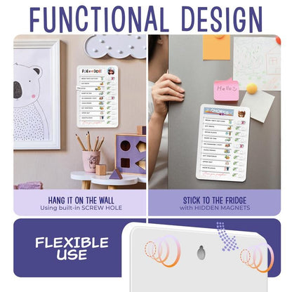 Magnetic Kids Chore Chart - Daily Routine Chart with Checklist, Stickers, Plastic Icons & Visual Task System