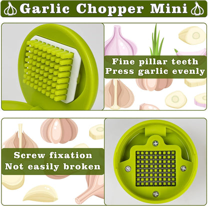 Garlic Press Stainless Steel, Garlic Mincer Crusher with Peeler and Cleaning Brush, Garlic Chopper Mini Kitchen Tool