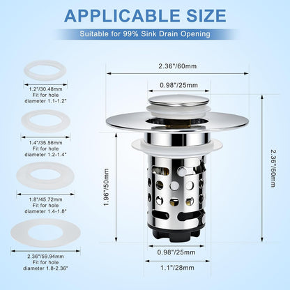 🔥Upgraded 3 in 1 Bathroom Sink Drain Strainer