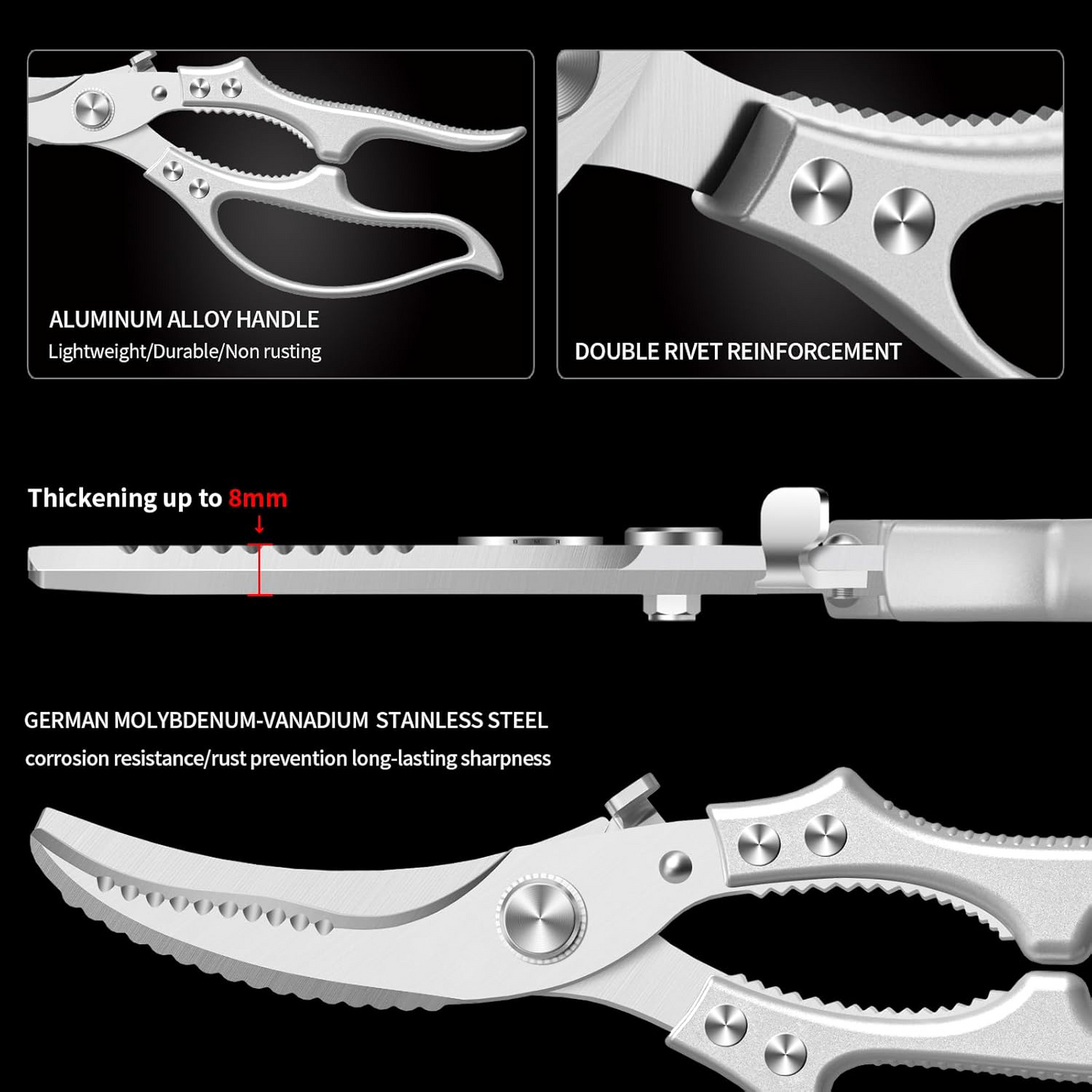 ✂️ LIMITED TIME 50% OFF! ⚡ Heavy-Duty Multifunction Kitchen Shears – 4-in-1 Tool with Fish Scaler, Bottle Opener & Safety Lock 🔪
