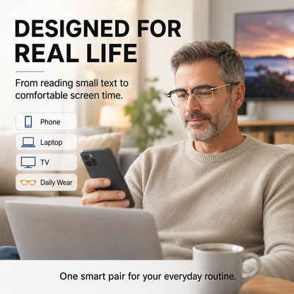Smart Zoom Reading Glasses – Auto Adjust Focus & Blue Light Protection