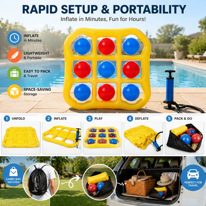 Premium Inflatable Tic-Tac-Toe Toss Game – Floating Pool & Lawn Interactive Activity Set for Family Fun, Kids & Adults