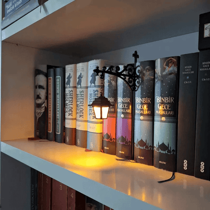 Aesthetic Library Lantern Bookcase Light — Cozy Warm Glow Decorative Mini Lamp, Elegant Metal Night Light for Bookshelf, Reading Nook & Study Room