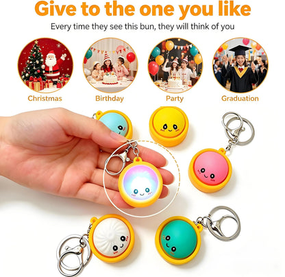 Cute Dumpling Pressable Fidget Keychain - touch sensing light
