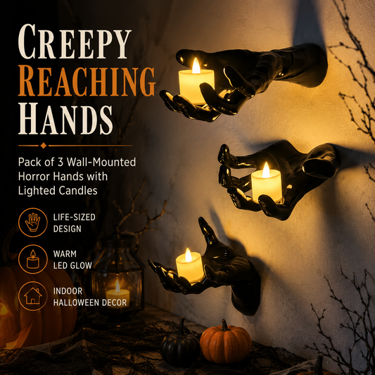 3-Pack Light-Up Creepy Halloween Hands Wall Décor