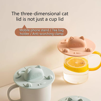 🎉🍵Universal Food-Grade Silicone Mug Lid (Cat Design)🐱