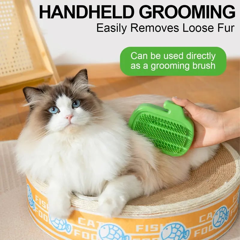3-in-1 Cat Corner Groomer – Scratcher, Massage Brush & Catnip Toy