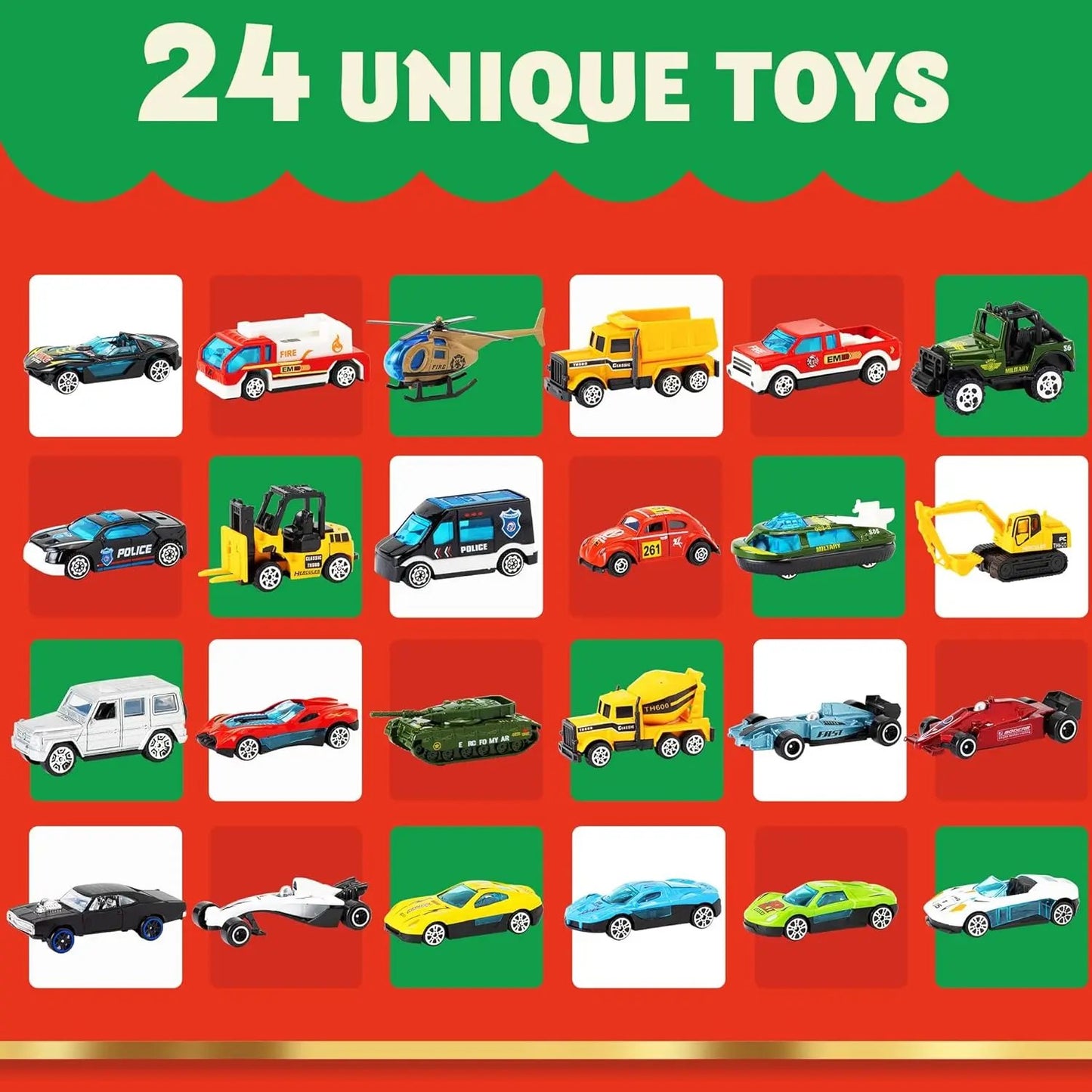 🔥 Last Day 49% OFF🎅 2026 Christmas Advent Calendar 24 Diecast Cars Set 🚗✨