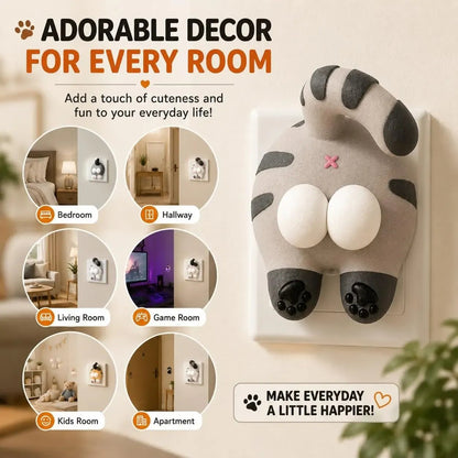 🐱Funny Cat Butt Light Switch Cover, 3D Double Rocker Decor Wall Plate