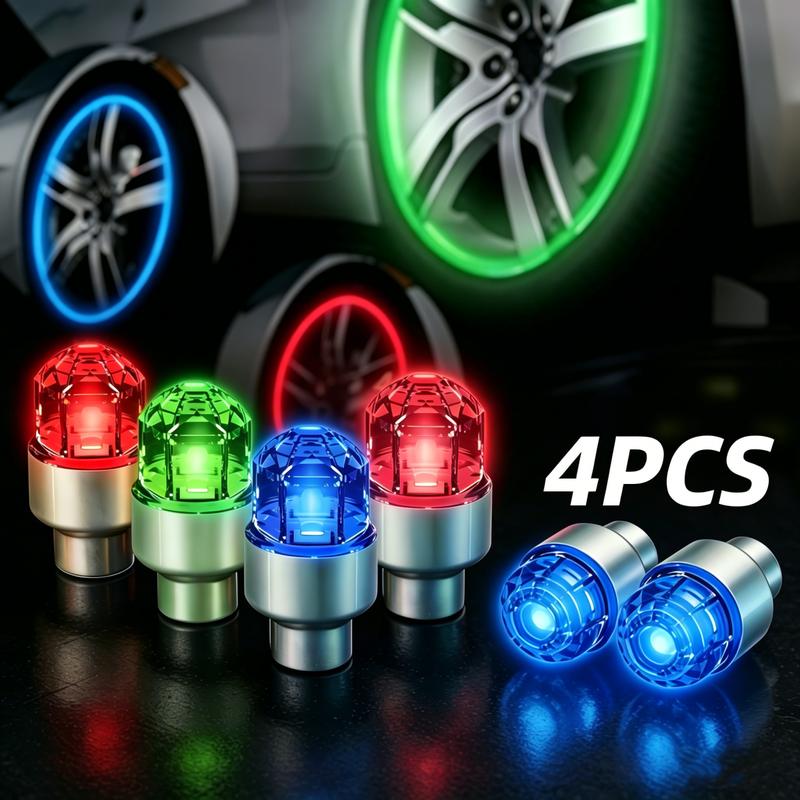 🌈 4 Pcs LED wheel light,Waterproof Luminous Car Tire Valve Caps