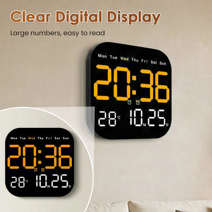 49% OFF ⏰ Modern Multifunctional Digital Clock ✅ Remote Control Adjustable Brightness | Wall Mount/Desk Stand Clock with Date & Temperature