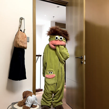🔥Limited Time 49% Off✨2026 Silly Onesie, Funny Green Monster Hooded Fleece Onesie Pajamas