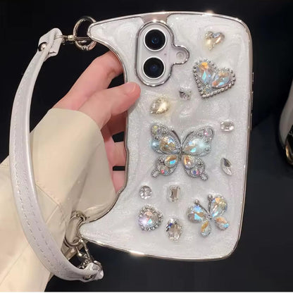 📱Glitter Diamond Heart Phone Case with Lanyard for iPhone 17–13 Pro Max ✨