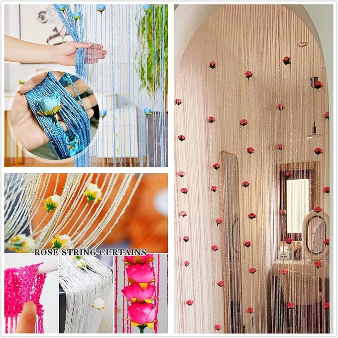 🌹🚪Sparkling Rose Flower String Curtain(2m/78.74" high x 1m/39.3" wide)