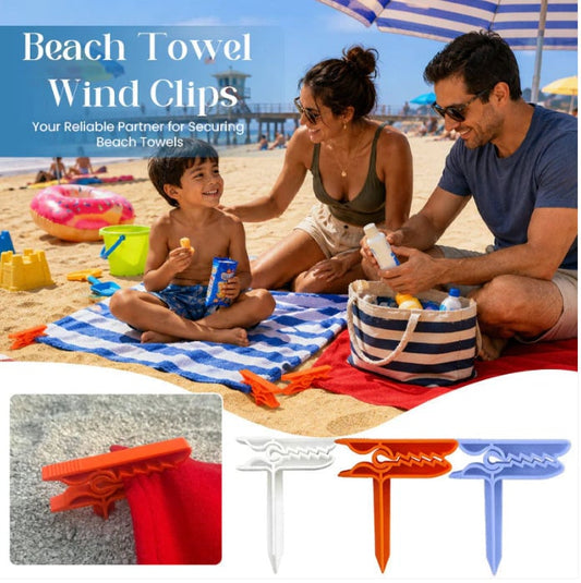 Beach Towel Wind Clips – Integrated Sand Anchor Design