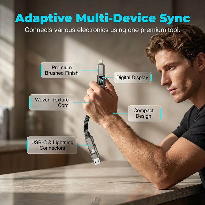 🔥HOT SALE 49% OFF🔥4-in-1 Digital Display Keychain Charging Cable