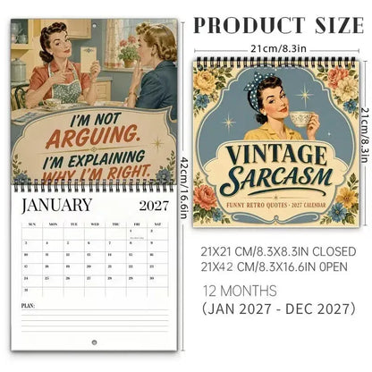 😂 2027 Retro Satirical Wall Calendar – 12 Months of Unfiltered Humor