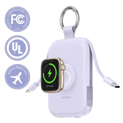 🔥5000mAh Portable Charger Power Bank with Built-in Cables Travel Keychain Battery Pack