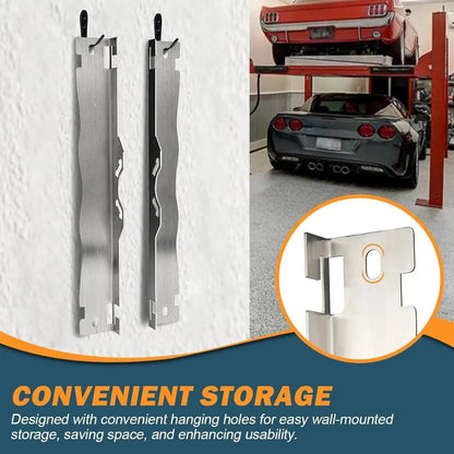 🔧Stainless Steel Wheel Toe Alignment Plate – Heavy Duty Measuring Tool with Grooves & Wall Mount Storage