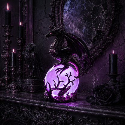 🔮Gothic Dragon LED Crystal Ball Lamp for Dark Aesthetic Decor🐉