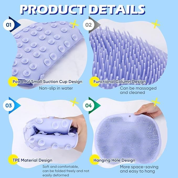 Foot washing and scrubbing tool, lazy foot brush, foot massage mat