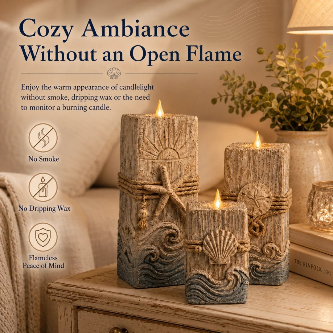 Coastal Glow LED Candle Set