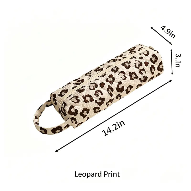 Leopard print quilted organizer pouch