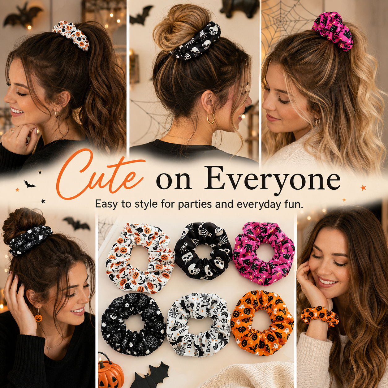 🎃 Hand-Illustrated Halloween Scrunchie Collection