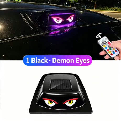 Car LiDAR Cover Light Solar Devil Eye Car Modification Decoration LED Roof Navigation Warning Flashing Light