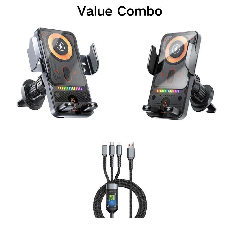🎉LAST DAY SALE 50% OFF⚡50K+ SOLD 📱Smart 2-in-1 Car Rotating Mobile Phone Holder & Wireless Charger⚡