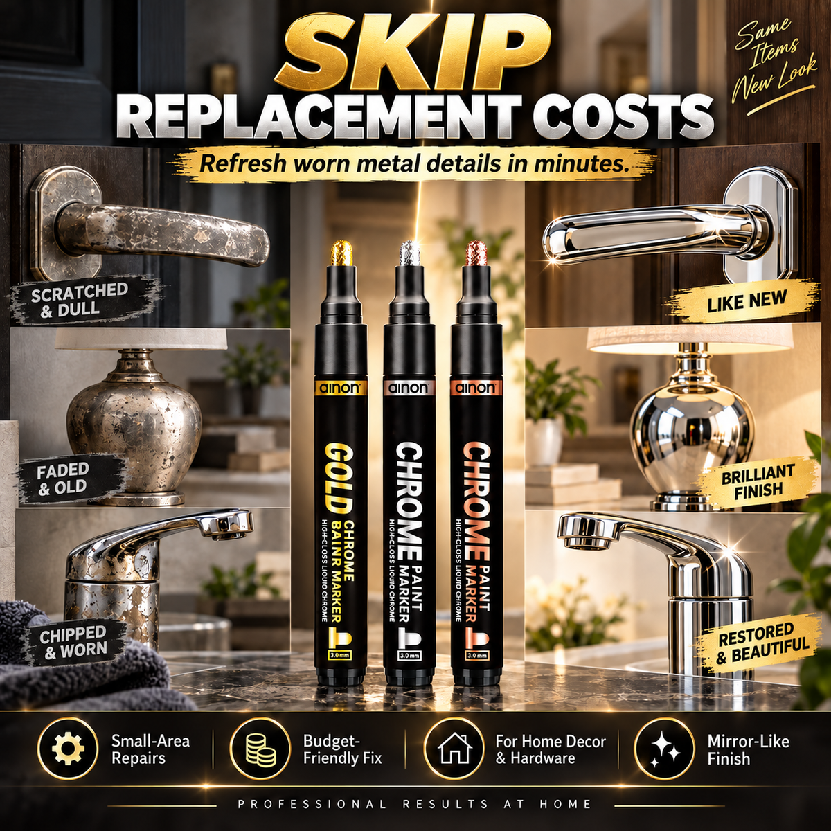 Restore Metal Shine Instantly! Scratch Repair Chrome Paint Marker