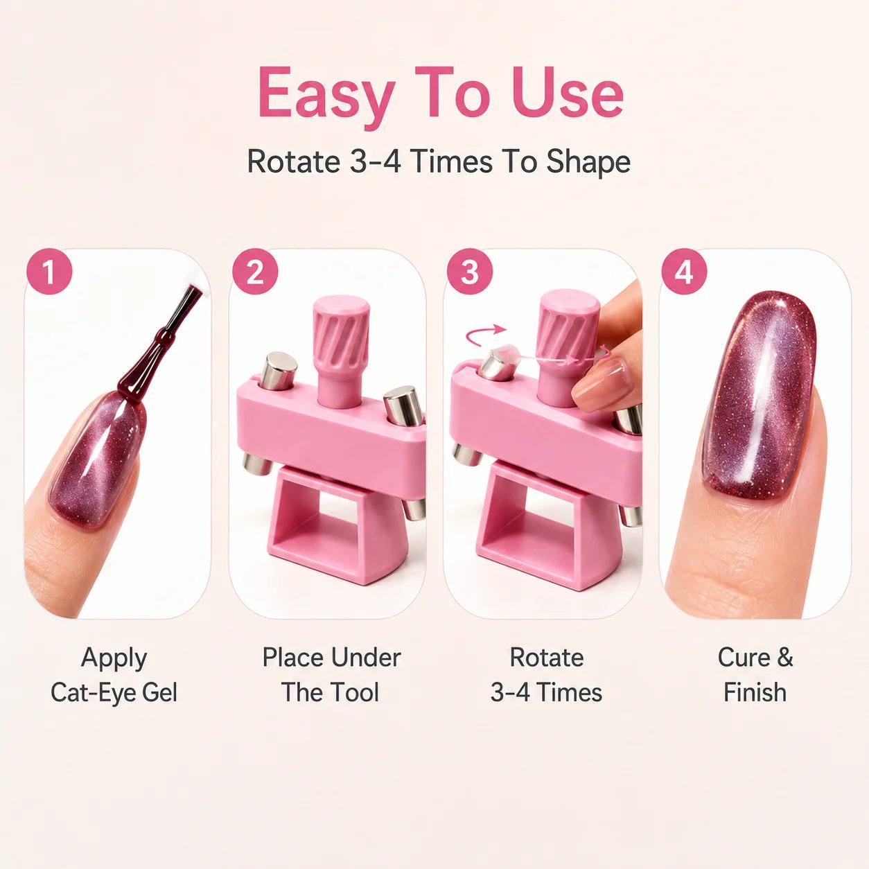 Glass Bead Cat-Eye Nail Magnet Tool | 3D Cat-Eye Manicure Tool