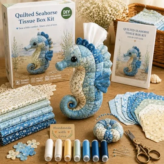 🎉🧵 "Clever Hands" Ocean Animals DIY Tissue Box Craft Kit