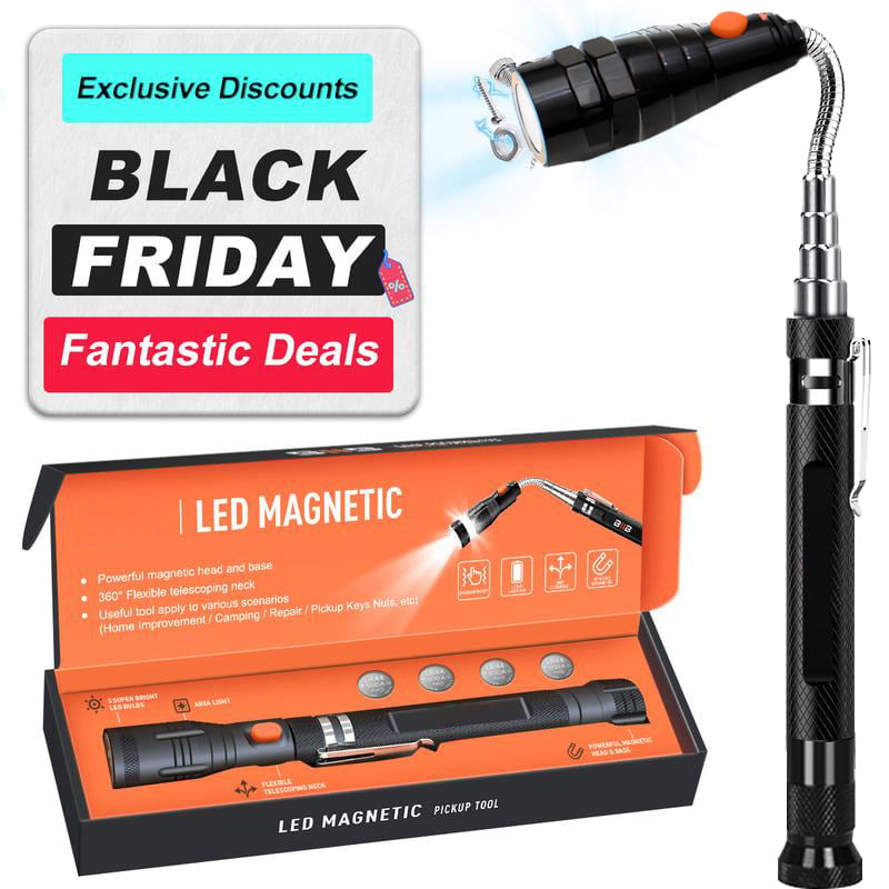 ✨Extendable Magnetic Pickup Tools - Telescoping Magnet with LED Flashlight Gifts for Men