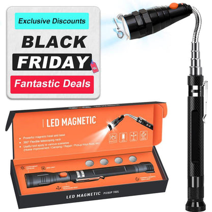 ✨Extendable Magnetic Pickup Tools - Telescoping Magnet with LED Flashlight Gifts for Men