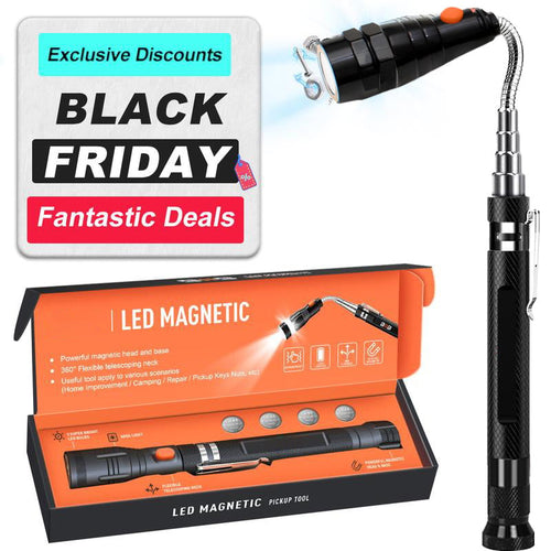 ✨Extendable Magnetic Pickup Tools - Telescoping Magnet with LED Flashlight Gifts for Men