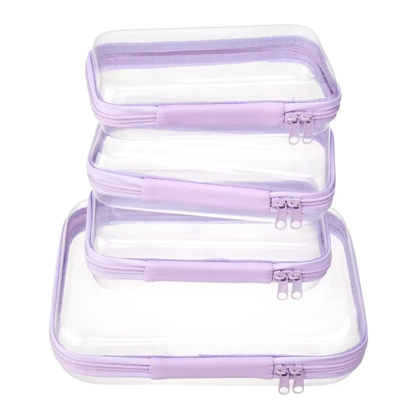 🌟Clear Organizer Storage Box 🌟4PCS Clear Hard Zipper Case PVC Plastic Clear Storage Containers