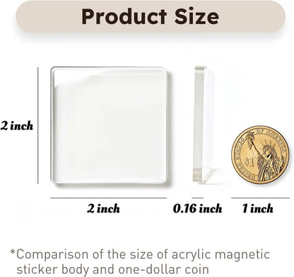 ✂🎞 2" x 2" Clear Acrylic DIY Fridge Magnet Set with Adhesive Backing 💕-10Pack