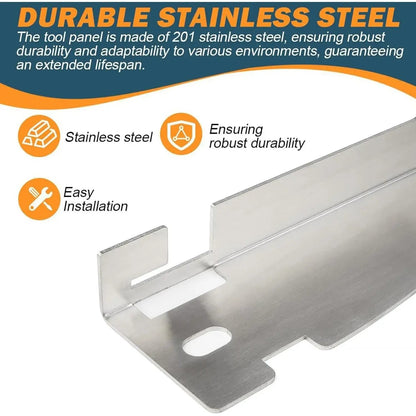 🔧Stainless Steel Wheel Toe Alignment Plate – Heavy Duty Measuring Tool with Grooves & Wall Mount Storage