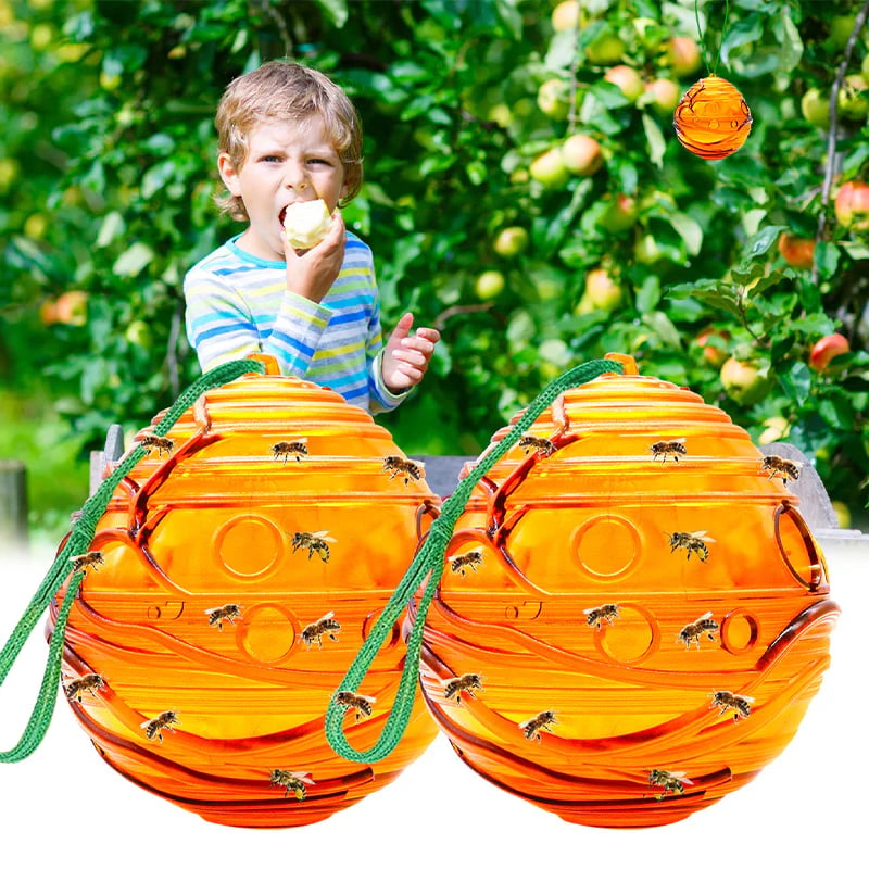 Outdoor Eco Reusable Wasp & Hornet Trap, Chemical Free Hanging Insect Catcher