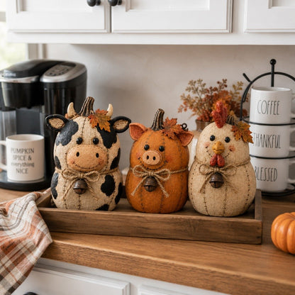 💥🏆Rustic Farm Pumpkin Friends Decor Set