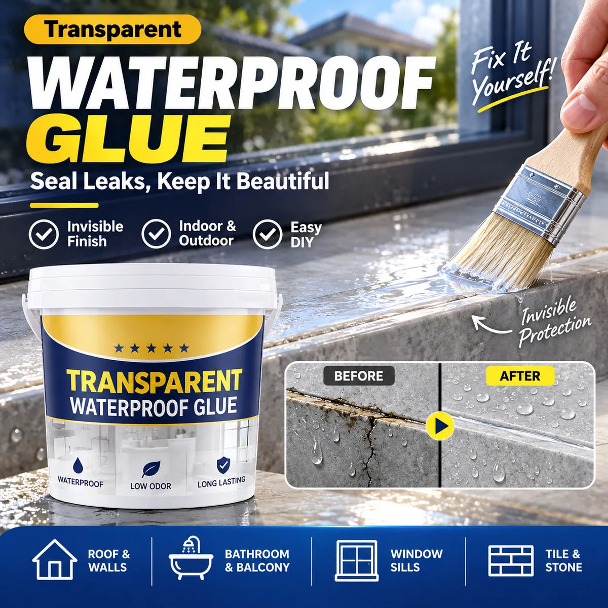 Seal Leaks Instantly! Invisible Waterproof Glue Coating