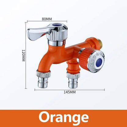 Dual Outlet Washing Machine Plastic Faucet, 1 In 2 Out Water Plastic Tap