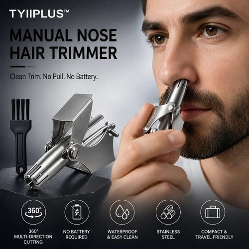 💥Buy 1 get 1 free 🔥Manual Nose Hair Trimmer – Stainless Steel 360° Trimmer, Waterproof & No Battery Required