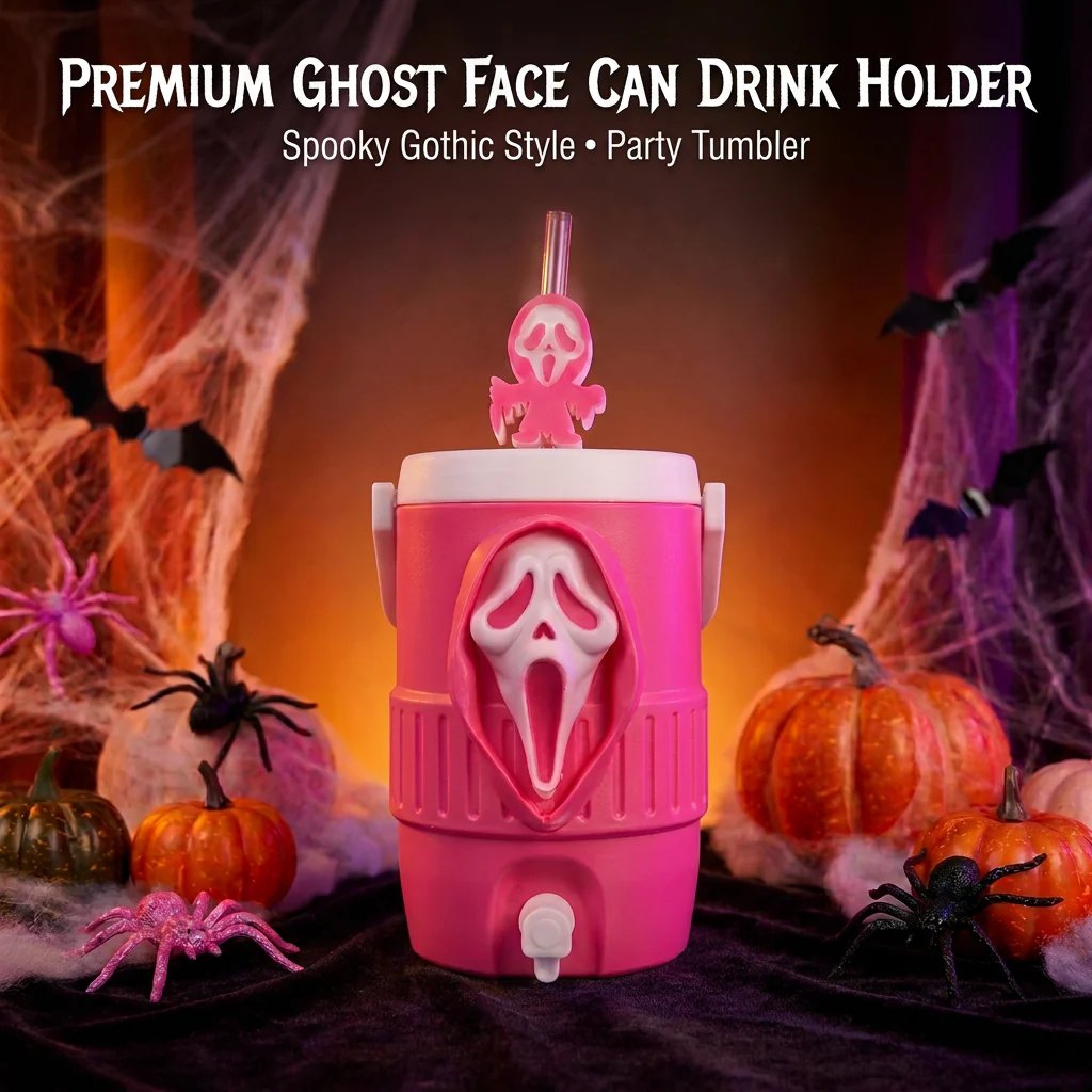 🎃3D Scream Ghost Face Portable Handle Tumbler – Gothic Horror Aesthetic Cup Full Listing