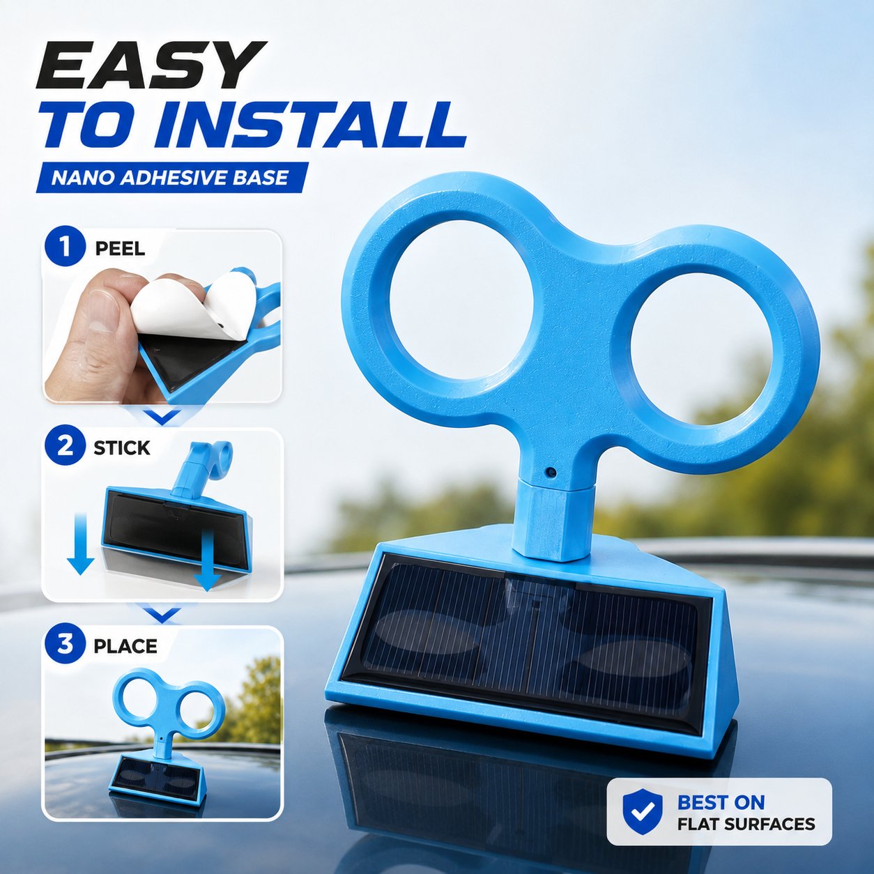 Solar-Powered Spinning Wind-Up Key Car Roof Decoration