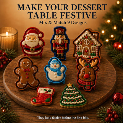 🎄 9-Design Christmas Mini Pie Mold Collection | Reusable Embossed Molds for Shaping Detailed Santa, Snowman, Reindeer, Tree & Holiday Pies 🥧✨