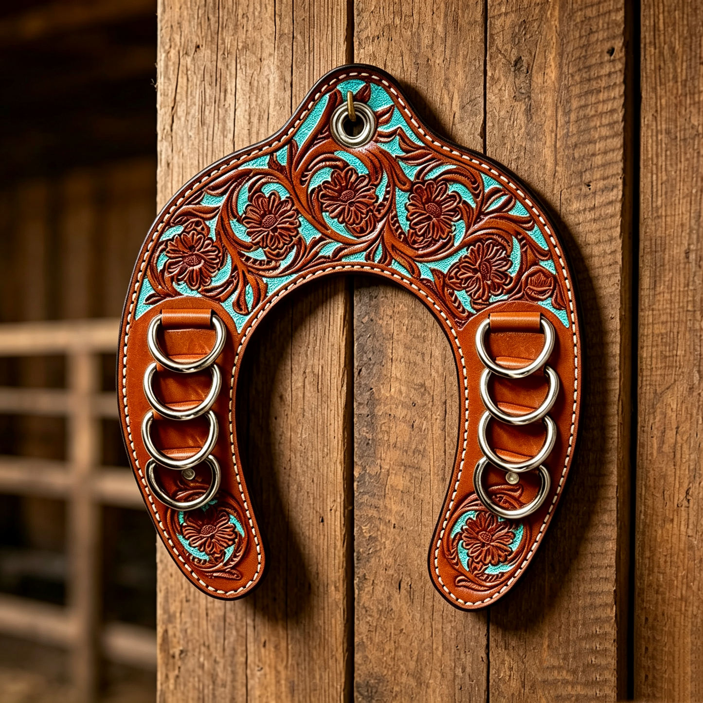 🔥 Handcrafted Leather Horseshoe Wild Rag Holder | Western Scarf & Bandana Organizer