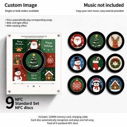 Magnetic NFC Acrylic Music Player with 9 Mini Vinyl Discs